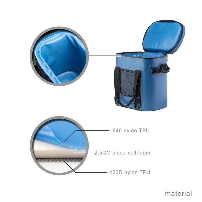 Buffalo Gear nylon tpu insulated picnic food and beverage tote with strong foam keep cool foldable camping cooler bag