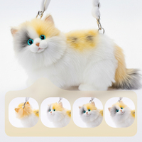 Sac à dos en peluche chat Calico à tête rotative, fait main, réaliste, en forme d'animal, doux et authentique