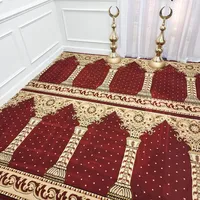 Tapis de prière de mosquée en polypropylène durable et résistant, facile à nettoyer, couleur rouge