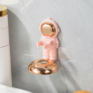 Soporte para cepillos de dientes eléctricos, organizador de baño de plástico redondo montado en la pared, color azul oscuro y rosa, para cepillos de dientes eléctricos - Product Image 5