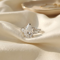 Bague en Moissanite Certifiée GRA en Argent Sterling S925, Taille Poire 4 carats VVS D, Diamants Moissanite Entiers, Vente en Gros