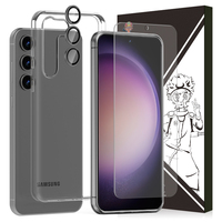 Ensemble d'accessoires 3 en 1 pour Samsung Galaxy S24 Ultra TPU Phone Case Protecteur d'écran en verre trempé pour objectif d'appareil photo