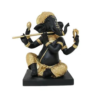 Горячая распродажа, полимерные формы, золотой пиканет с флейтой, скульптура Фэншуй, индийская Ганеша, индуистская статуя бога