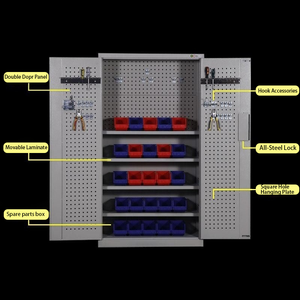 Gabinete de Herramientas Compacto, Comercial e Independiente con Cuatro Niveles y Sin Paneles Colgantes en Color Negro y Amarillo. - Product Image 4