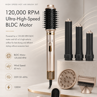 PRITECH Ensemble de brosses à air chaud haute vitesse 120000RPM, Sèche-cheveux ionique BLDC, Multi-styler, Outils de bouclage automatique