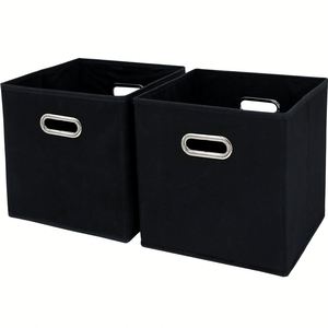 Cestas de Almacenamiento Plegables de Tela Negra, Cubo de 11x11x11 Pulgadas, Organizador de Tela con Asa - Product Image 5