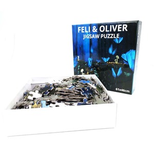 Puzzle en papier de 500 pièces de haute qualité, logo personnalisé imprimé, écologique, durable, <span class=keywords><strong>bleu</strong></span>, papillon, pour adultes, cadeaux - Product Image 2