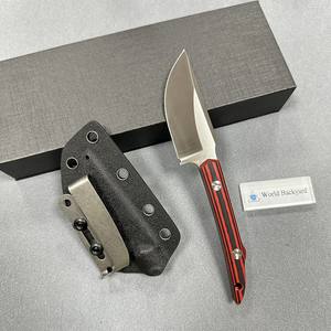 سكين تكتيكي ثابت للتخييم بتصميم جيد وصغير الحجم، مقبض G10 أحمر مخطط، شفرة حادة 2.8 بوصة من نوع Sheepsfoot للصيد وسلخ الجلود - Product Image 3