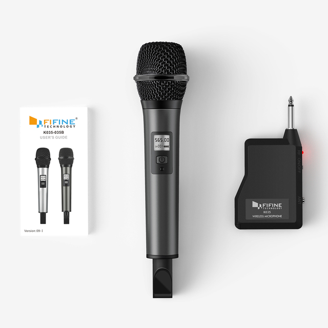 Fifine K035B Handheld Mic UHF Wireless Dynamic Vocal Microphone, Church Speech Singing Recording Karaoke Teaching Mike