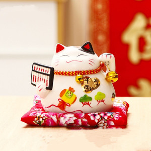 Figurine japonaise en porcelaine de 4,5 pouces, cadeau en céramique, chat porte-bonheur <span class=keywords><strong>Maneki</strong></span> <span class=keywords><strong>Neko</strong></span> pour la maison, l'hôtel, tirelire, décoration d'entreprise - Product Image 4