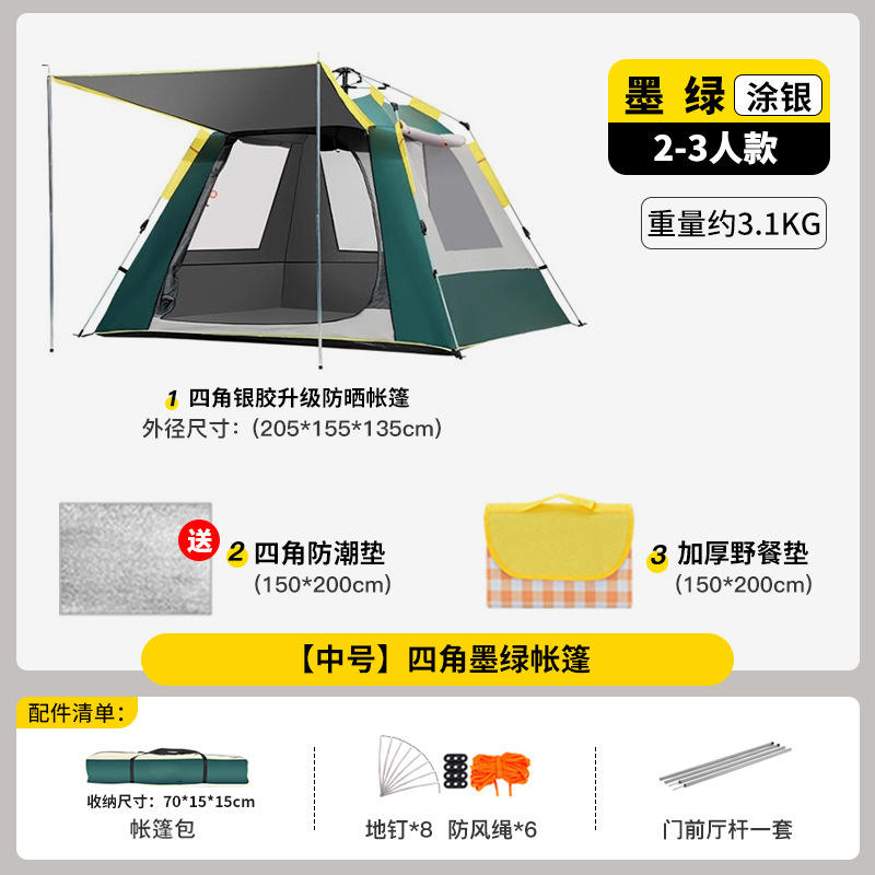 Four-corner tent + moisture-proof mat + picnic mat
