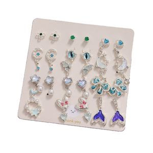 Trendy Ocean Style Zircon Imitation Pearl <b>Blue</b> Shell Starfish <b>Earrings</b> <b>Stud</b> for Women Fishtail <b>Earring</b> Ear Ring Jewelry Gift - Product Image 1