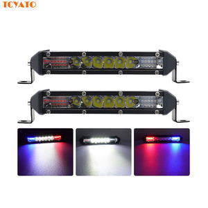 TCYATO da 7 pollici rosso e <span class=keywords><strong>blu</strong></span> <span class=keywords><strong>lampeggiante</strong></span> fari da tetto fuoristrada per moto a una linea e luci laterali, luci modificate ultrasottili - Product Image 1