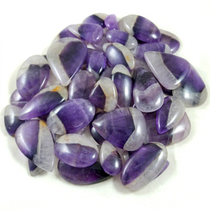 Lot de cabochons en quartz améthyste naturel Radha Arts, pierres précieuses en vrac blanc et violet pour la fabrication de bijoux - Prix de gros - Product Image 1