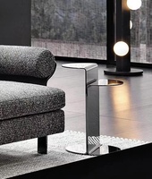 Table de salle à manger d'hôtel, table basse de salon, table d'appoint de loisirs, ensemble de table de luxe moderne en acier inoxydable miroir pour la maison