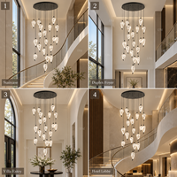 Luminaire suspendu moderne de luxe pour escalier, grand escalier, hall de duplex, entrée de villa, hall d'hôtel, plafond haut, design élégant et chaleureux