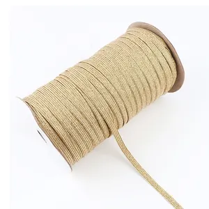 High Strength Woven Nylon Knitted Latex Braid Elastic Band With Customized Silver Gold Colors For Colorful Ribbon Bow