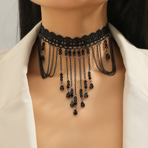 Joyería de disfraces gótico lindo hecho a mano negro clavícula cadena encaje gargantilla Collar para mujer - Product Image 6