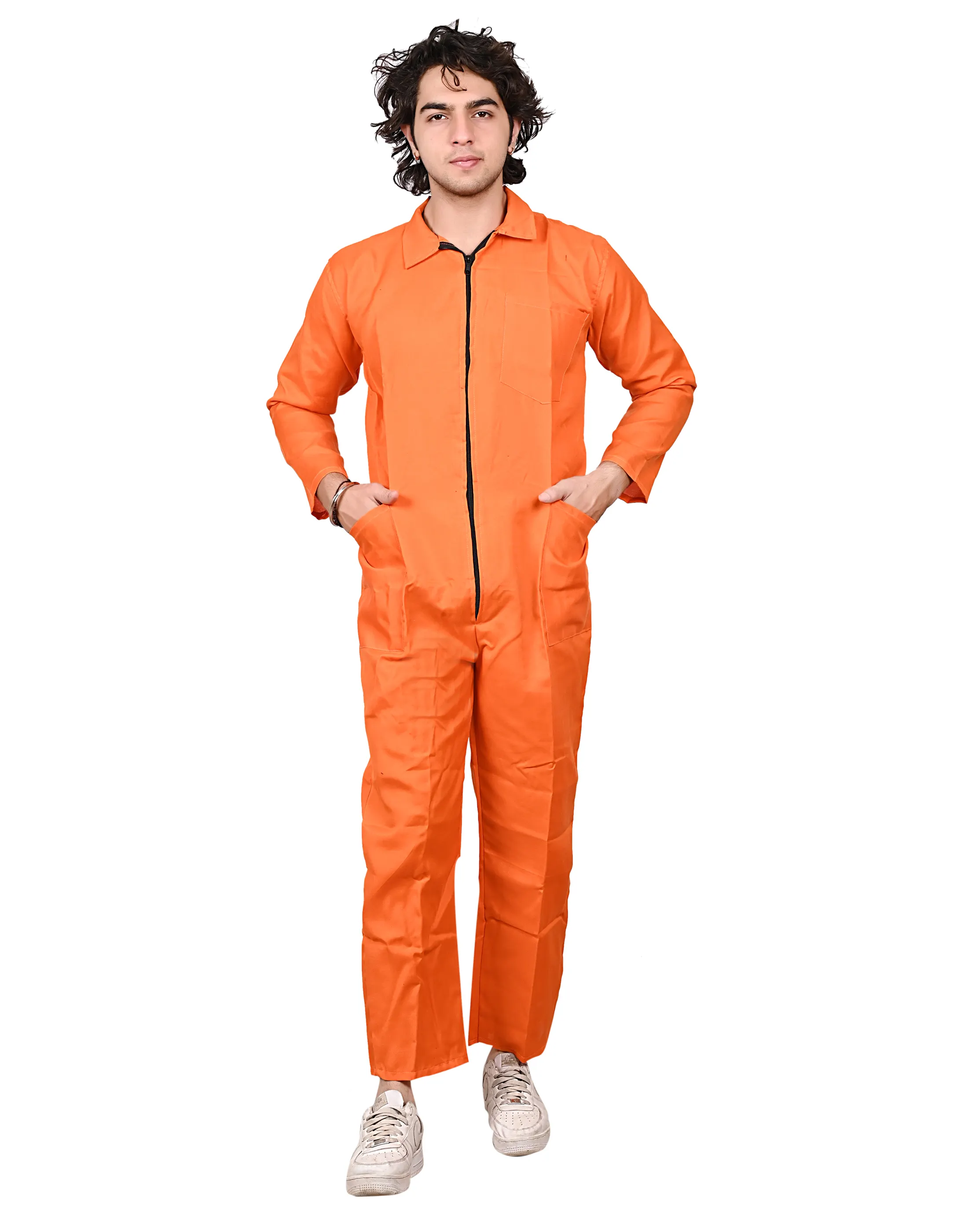 Beste Kwaliteit Terrycot Polyester Overall Ketelpak Werkkleding 150 Gsm (Oranje Kleur) Tegen Een Betaalbare Prijs