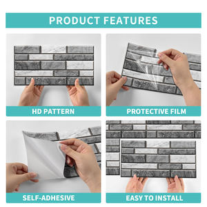 بلاط جداري لاصق ذاتي من البي في سي بتصميم فني مخصص، حديث وصديق للبيئة ومقاوم للماء، ملصقات بلاط قابلة للإزالة واللصق لخلفية المطبخ - Product Image 3