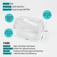 Boîtes à dessert rectangulaires en PET transparent en gros avec cuillère, contenants alimentaires jetables en plastique pour gâteaux, pains et puddings