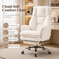 Chaise de bureau moderne minimaliste en tissu avec accoudoirs réglables intégrés, roulettes silencieuses, repose-pieds inclinable et structure en acier