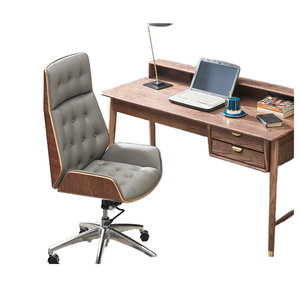 <span class=keywords><strong>Chaise</strong></span> en cuir synthétique moderne haut de gamme avec dossier haut épaissi, accoudoirs réglables en hauteur, cadre en aluminium, pieds en bois, pour le bureau - Product Image 1