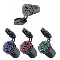 Double 20W PD Type C 18W QC 3.0 Chargeur de voiture Interrupteur à bouton étanche DC12V/24V 3 ports USB pour voiture Marine RV 1 an