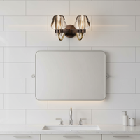 Applique murale LED moderne de luxe en bronze et cuivre avec abat-jour en cristal K9, 2 têtes, pour salon et chevet