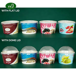 Vg थोक कस्टम डिजाइन लोगो जमे हुए दही कप व्यक्तिगत 130/200/300 मिलीलीटर 4 औंस डिस्पोजेबल पेपर आइसक्रीम कप ढक्कन के साथ - Product Image 4