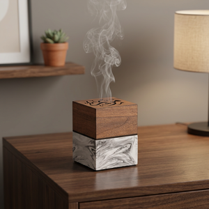 Quemador de Incienso de Madera con Base de Diseño de Mármol, Difusor Aromático de Sándalo, Uso Durante Toda la Temporada, Decoración de Aromaterapia, Decoración para Ramadán y Eid - Product Image 1