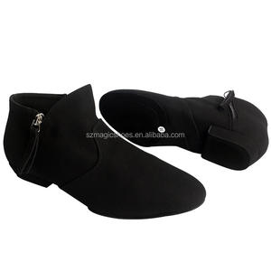 Folk Black Latin Mujeres Salón de baile Mujer \'s Line Mujer Bailando Salsa Western Country Suede Zapatos de baile cortos Botas Suela derramada - Product Image 1