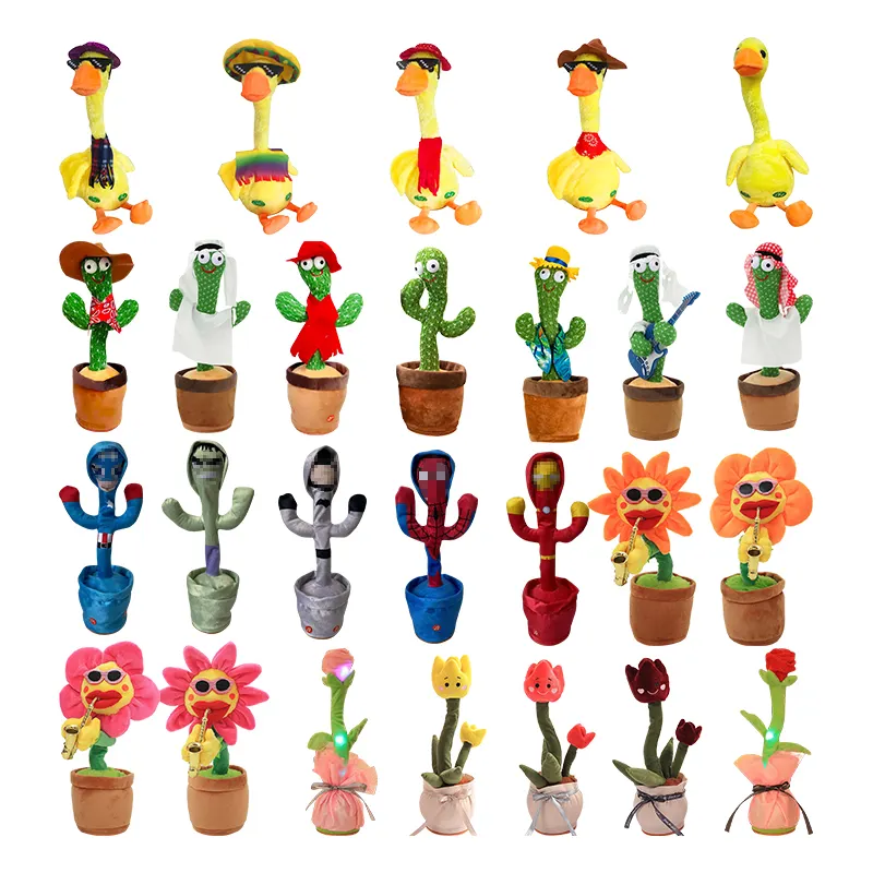 Stuffed Flowerpot Twisting Cactus Plush Toy Doll Electric Talking Singing Dancing Cactus Toy Wholesale Charging Large Cute Bear