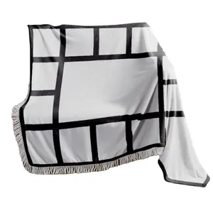 Wholesales Blank Sublimation blanket with white lace photo 9 panels Heat press 15 panel blanket blanks