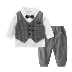 Printemps et automne bébé <span class=keywords><strong>costume</strong></span> solide 100 jours vieux Gentleman bébé garçon costumes pour <span class=keywords><strong>mariage</strong></span> à manches longues bébé costumes - Product Image 1