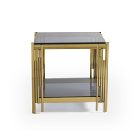 Table basse moderne de luxe en acier inoxydable avec plateau en verre noir nordique, meubles de salon, tables basses dorées