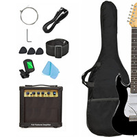 Gitar Elektrik Kayu Solid Bersertifikasi ST FCC 10 Watt Amplifier Kit Lengkap-Ramah Pemula Finishing Mengkilap Termasuk Tuner dan Tas
