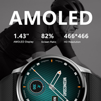 Reloj inteligente 1,43 AMOLED 1ATM, rastreador de actividad física a prueba de agua, seguimiento del sueño del ritmo cardíaco, asistente de voz AI, reloj de respuesta de llamadas