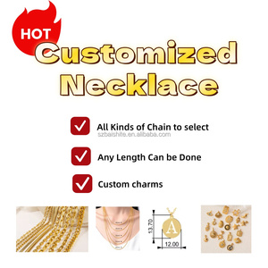 Hợp thời trang mạ vàng đồng thau liên kết Chuỗi vòng cổ với thư ban đầu bảng chữ cái Mặt dây chuyền cho phụ nữ & cô gái 'cưới Đồ trang sức - Product Image 3