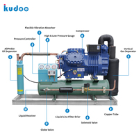 Unité de condensation semi-hermétique à refroidissement par eau à haut COP et faible bruit, 20HP, 25HP, 30HP, pour refroidisseur industriel à eau pour entrepôt frigorifique