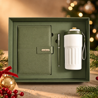 Coffret Cadeau Thème Noël en Cuir PU avec Tasse Isotherme, Stylo Signature et Carnet Journal A5 Personnalisable pour Étudiants - Offre Spéciale