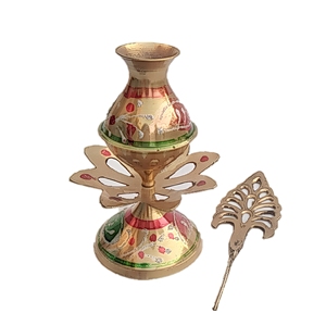 Handcrafted Brass Surmedani Traditional Kohl <b>Container</b> Antique Surma Dani Decorative Brass Storage Pot for Home Decor - Product Image 1