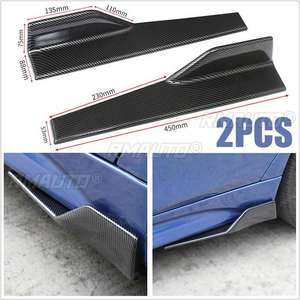 2 pièces Ailerons latéraux universels en fibre de carbone de 45 cm pour jupes de voiture, séparateurs de bas de caisse, lèvres de pare-chocs, style carrosserie automobile - Product Image 1