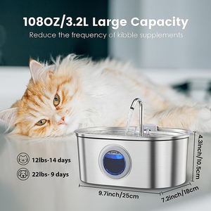 Fonte de Água Automática para Gatos 3.2L/108oz Dispensador de Água em Aço Inoxidável Produtos para Animais de Estimação - Product Image 3