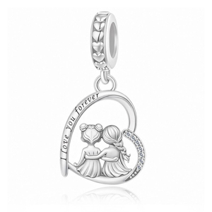 Ciondolo in Argento 'Love You Forever', Non Sono Sorelle per la Sangue ma per Cuore, Compatibile con Bracciali Originali, Gioielli per Compleanno - Product Image 2