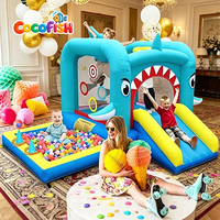 Château gonflable pour tout-petits Cocofish, pour l'intérieur et l'extérieur, jouet gonflable pour enfants, mini château gonflable, thème requin, avec souffleur