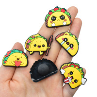 Accessoires de décoration pour chaussures en caoutchouc souple, style dessin animé mignon, amovibles, thème tacos mexicains, pour sabots, vente en gros