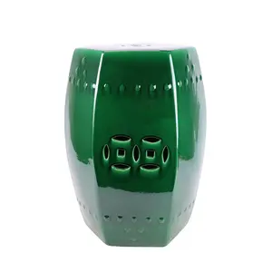 RYDB60-A застекленный сплошной цвет зеленый шестиугольной формы дома местное садовое Керамический Барабан стула