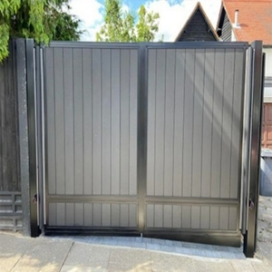 Porte coulissante en composite WPC écologique pour l'extérieur, <span class=keywords><strong>portail</strong></span> de sécurité manuel pour allée - Product Image 4