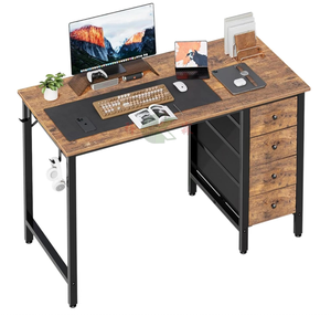 Escritorio para Computadora de 47 Pulgadas con 4 Cajones, Escritorio de Doble Cara para <span class=keywords><strong>Oficina</strong></span> en Casa o Dormitorio, <span class=keywords><strong>Mesa</strong></span> Moderna para Estudiantes en Color Marrón Rústico - Product Image 1